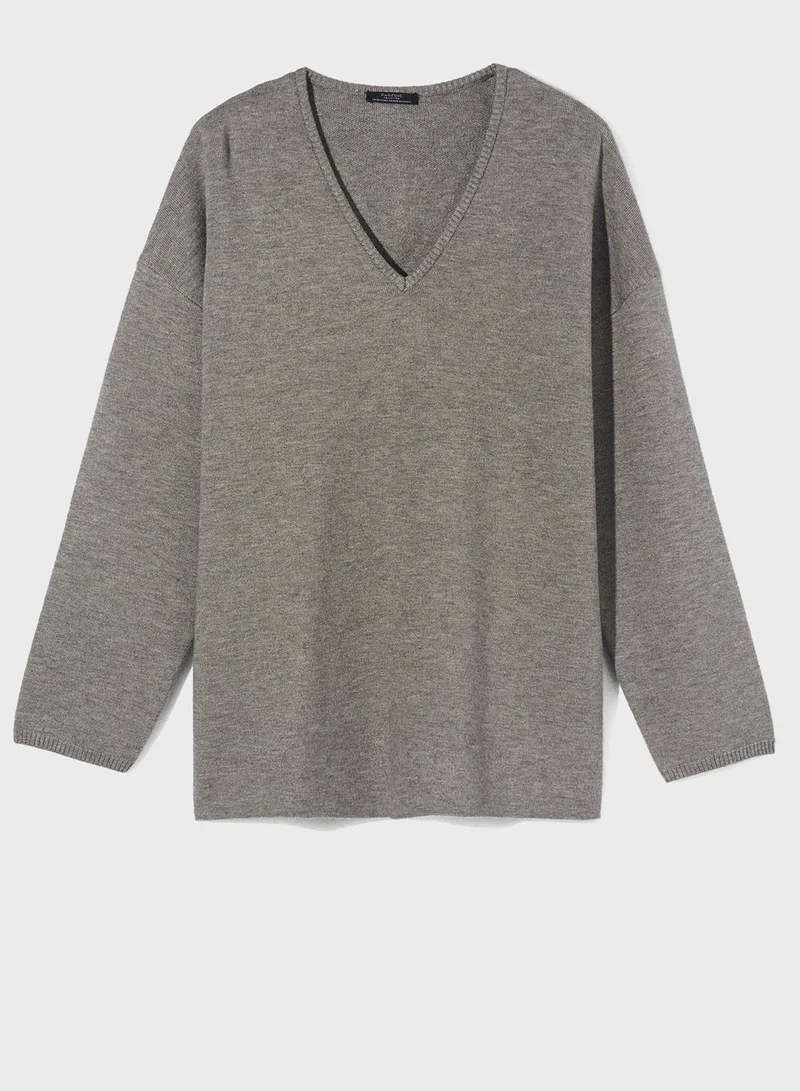 PARFOIS V-Neck Knitted Sweater