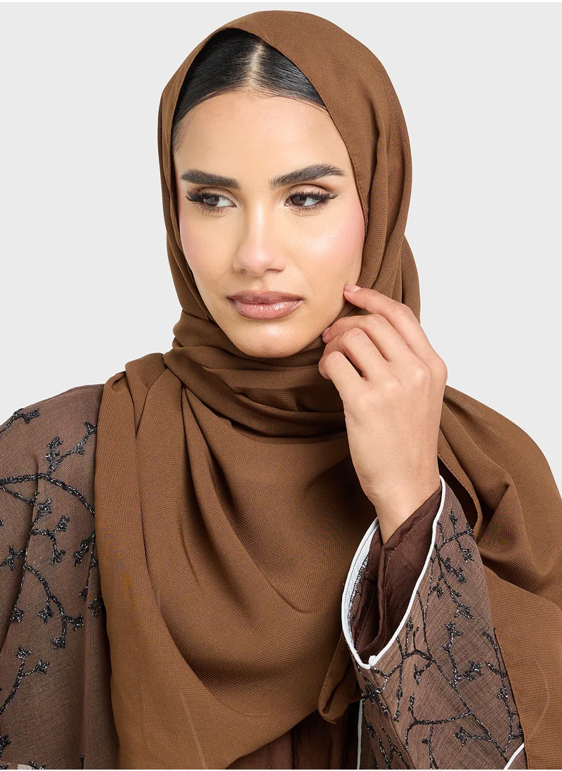 Khizana Sheer Embroidered Abaya With Inner & Sheila