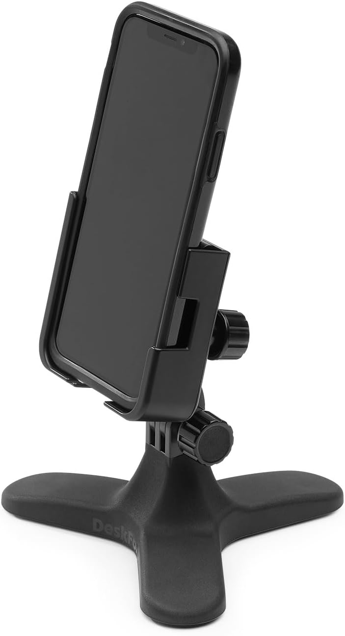 WeatherTech DeskFone Two View Universal Phone Holder for Flat Surfaces, Office, Kitchen, Nightstand - Violet Metal Knobs - Image 3