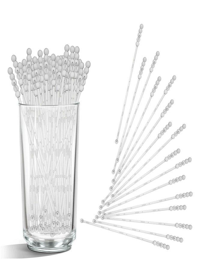 JIELUO 100 Pieces Ball Head Stirrer Disposible Plastic 5-Ball Round Top Crystal Swizzle Sticks, Crystal Cake Pops, Cocktail Coffee Drink Stirrers (Clear) - Image 1