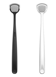 HY 2 Pcs Tongue Cleaner Scraper, Portable Reusable Tongue Scraper Tongue Cleaning for Oral Cleaning and Reducing Bad Breath (Black+White)  - Image 1