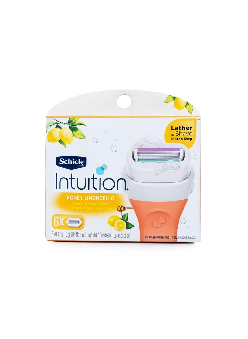 Intuition Schick Intuition  Lather  Shave In One Stop  Honey Limoncello Fresh Citrus Scent  Womens Razor Blade Refills  6 Cartridges 
