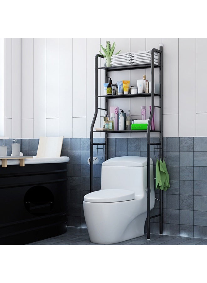 Leostar Toilet Storage Organizer Rack 3 Layer Bathroom Shelf Unit With Side Hanging Hooks Large Capacity Storage Stand For Toiletries Cleaning Supplies Towels - Image 2