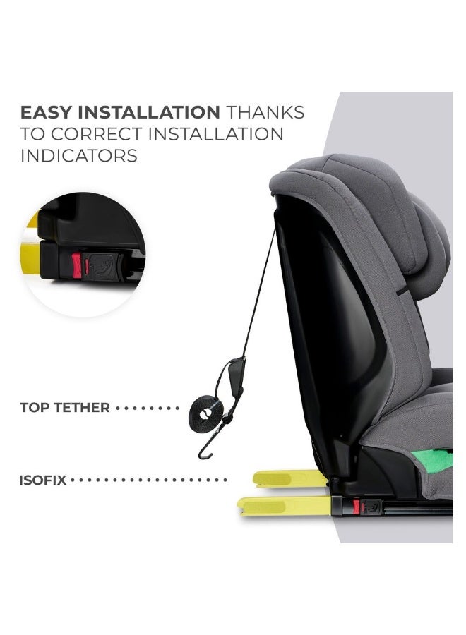 Kinderkraft SAFETY FIX 2 i-Size Convertible Car Seat – 15 Months to 12 Years (9-36 kg) with ISOFIX - Grey - Image 3