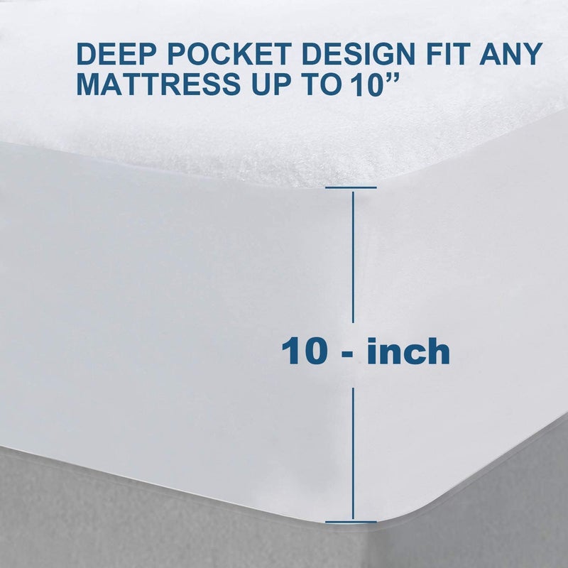 Vocal Store Ultra Soft Waterproof Mattress Protector Queen Size Fitting 10" Deep Mattress | Breathable Hypoallergenic Full Mattresses Cover (60x72x10 inch|5x6x0.83 Feet - Blue) - Image 4