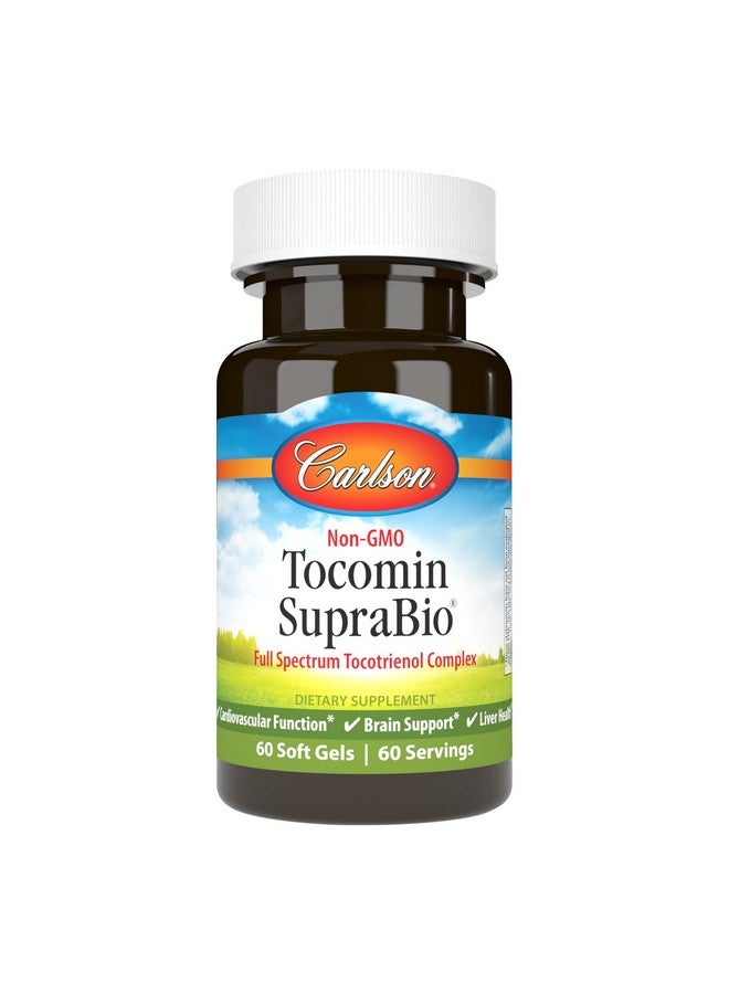 Carlson - Tocomin SupraBio, Full Spectrum Tocotrienol Complex, Non-GMO Tocotrienols, Alpha, Beta, Gamma, Delta, 60 Softgels - Image 1