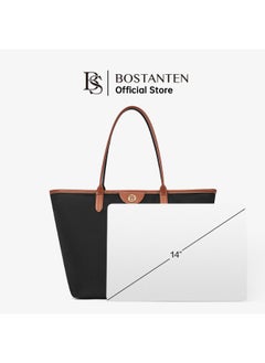 Bostanten BOSTANTEN Ladies Shoulder Bag & Underarm Tote – Off White with Brown | Elegant Everyday Handbag for Women  - Image 4