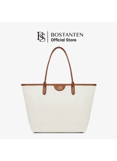 Bostanten BOSTANTEN Ladies Shoulder Bag & Underarm Tote – Off White with Brown | Elegant Everyday Handbag for Women  - Image 1