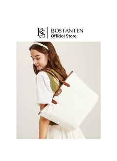 Bostanten BOSTANTEN Ladies Shoulder Bag & Underarm Tote – Off White with Brown | Elegant Everyday Handbag for Women  - Image 2
