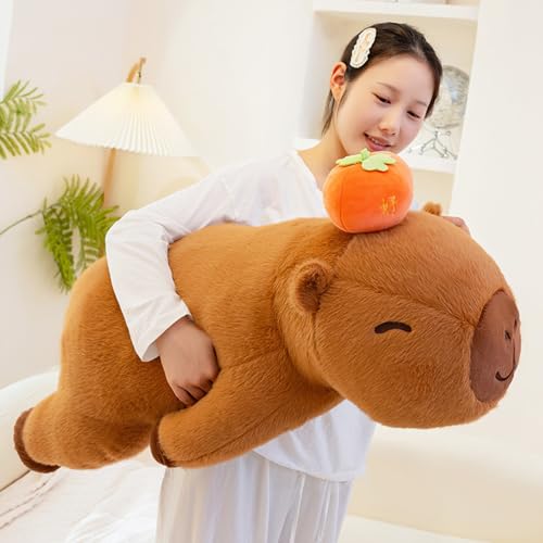PEACH CAT Persimmon Capybara Plush 315 Long Capibara Stuffed Animal Cute Plushies Toys Gifts for Adults Brown - Image 1