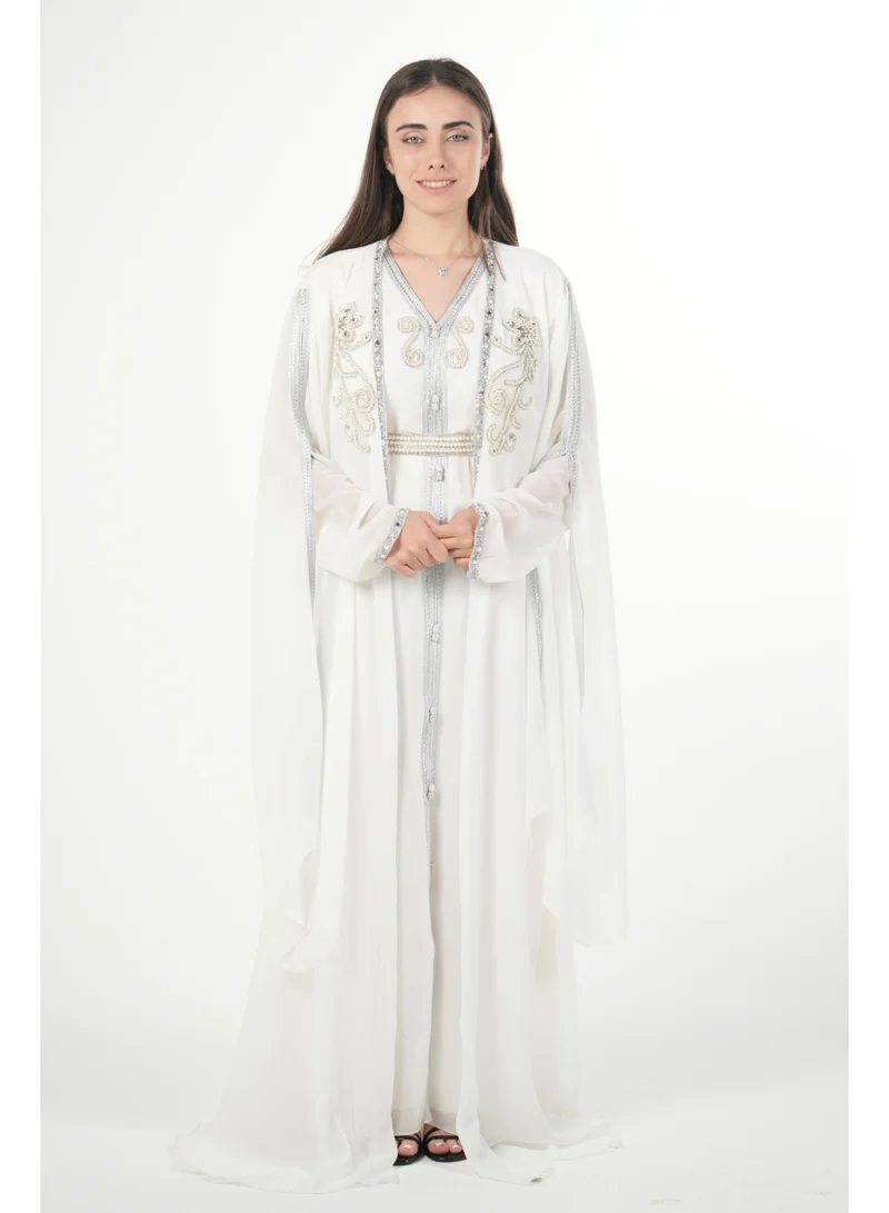 AL BENT AL SHARQIEH embroidered chiffon kaftan dress