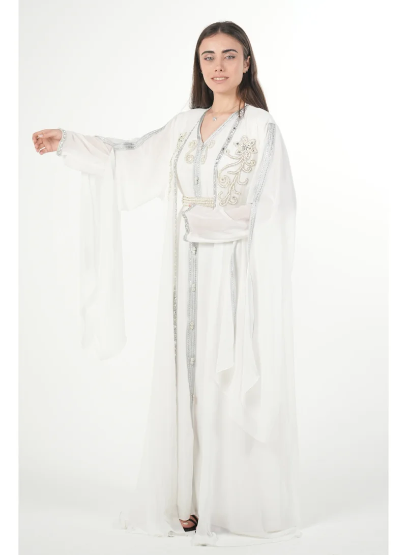 AL BENT AL SHARQIEH embroidered chiffon kaftan dress