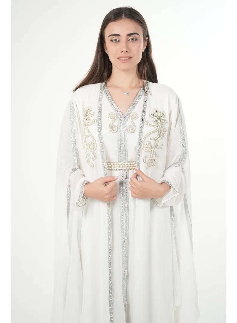 AL BENT AL SHARQIEH embroidered chiffon kaftan dress