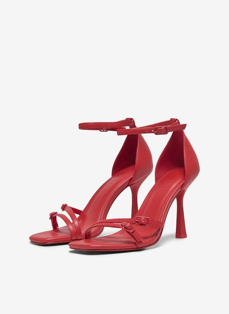 ONLY Onlaubrey-3 Pu Buckle Heeled Sandals