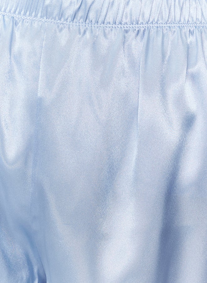 trendyol Blue Satin Shorts Woven Pajama Set  - Image 5