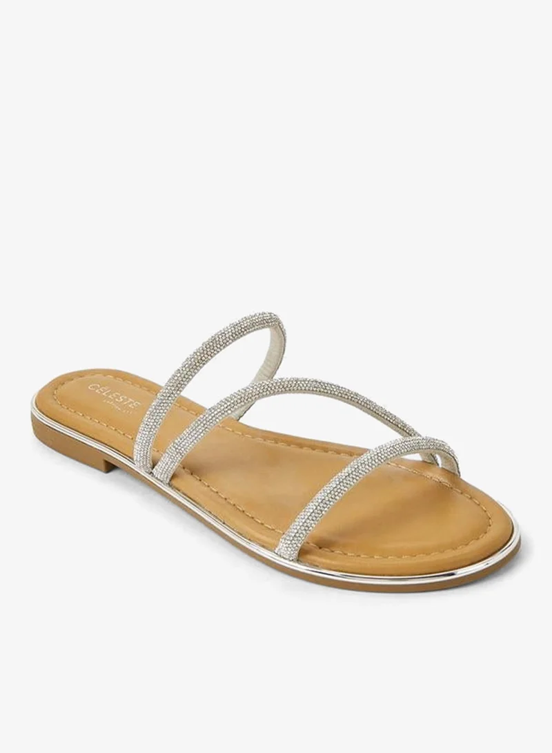 Celeste Women Stone Embellished Flat Sandals