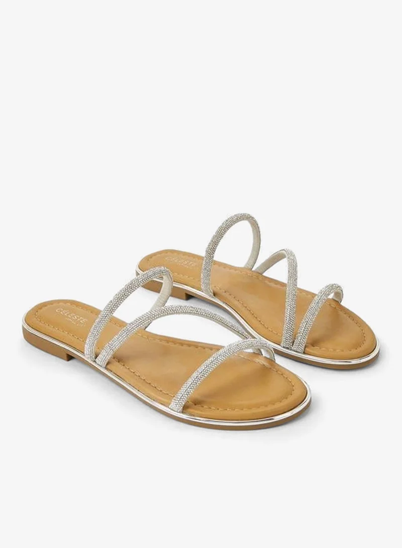 Celeste Women Stone Embellished Flat Sandals