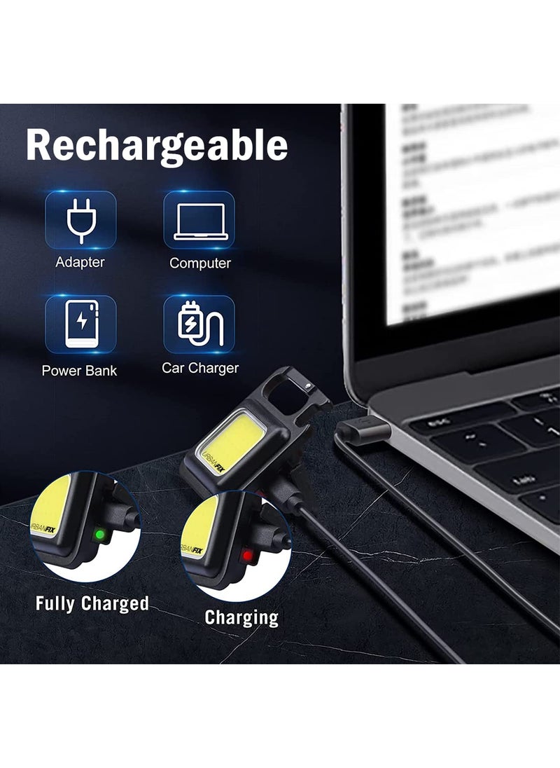 URBANFIX - URBANFIX Mutipurpose Keychain Emergency Light Key chain Led Light USB Torch Light Rechargeable Portable Key Chain Emergency Light for Camping Car Repairing Bottle Opener Magnetic Pocket Light - Image 1