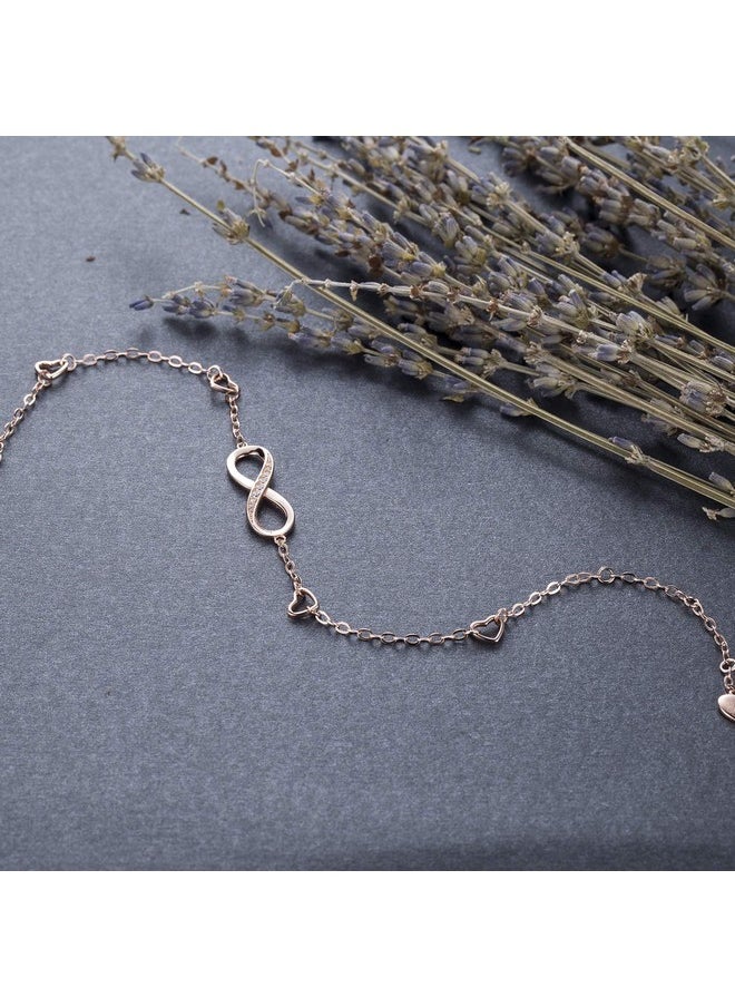 Billie Bijoux - Womens 925 Sterling Silver Infinity Endless Love Symbol Charm Adjustable Anklet Bracelet, Large Bracelet - Image 1
