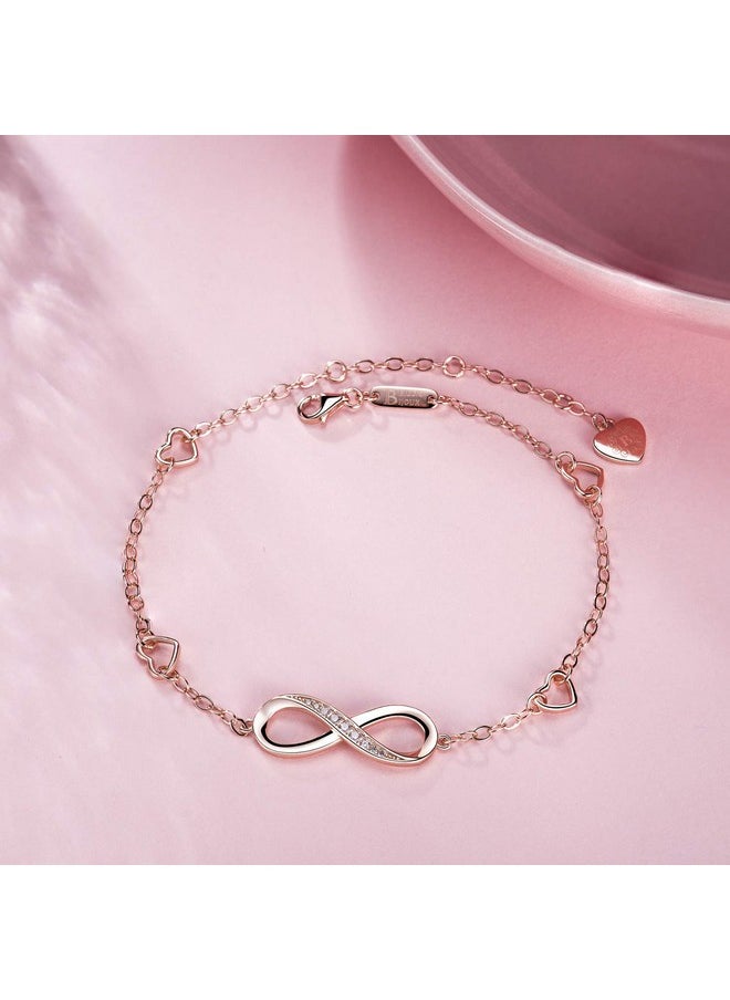 Billie Bijoux - Womens 925 Sterling Silver Infinity Endless Love Symbol Charm Adjustable Anklet Bracelet, Large Bracelet - Image 1
