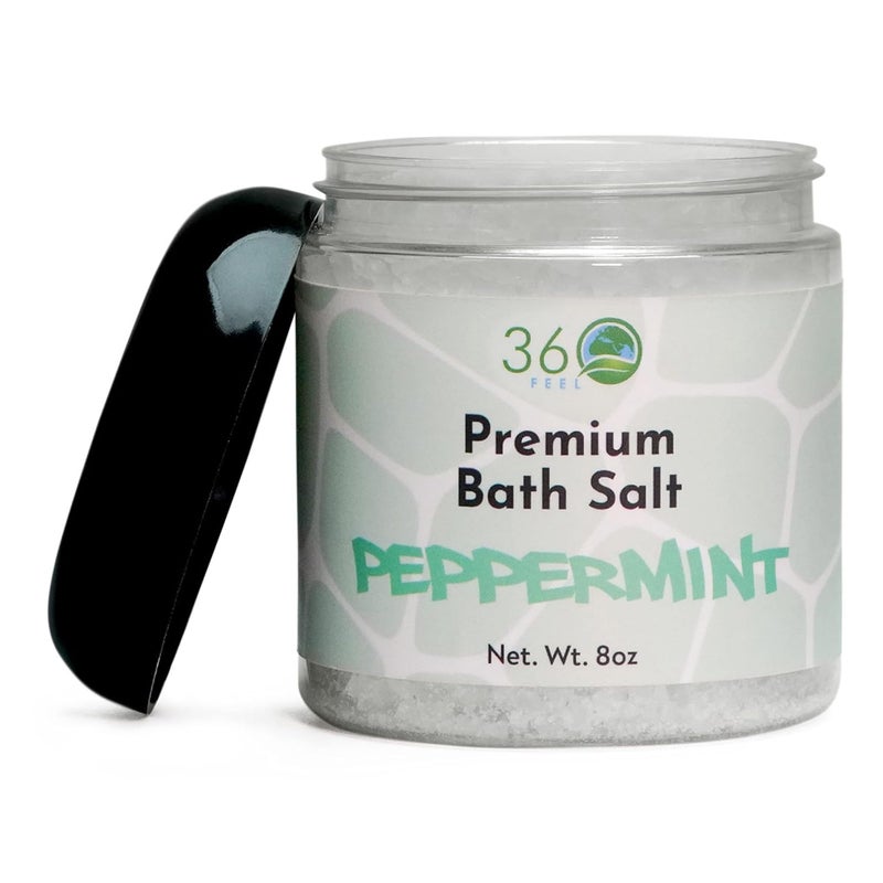 360Feel Peppermint Detox Bath Salt Body Scrub  Great Exfoliating Bodyscrub for Acne Scars Stretch Marks Foot Scrub Great For Women Body  8 Fl Oz