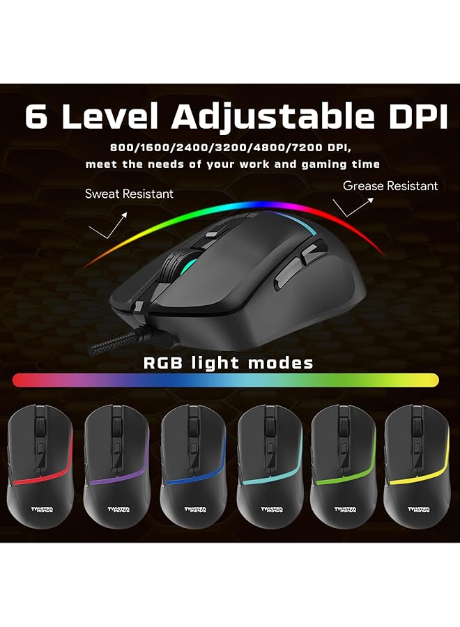 TWISTED MINDS 4 In 1 Gaming Bundle – Tm Horizon X 87 Key Wired Mechanical Keyboard 6 Level Dpi Rgb Mouse Rainbow Led Headset & Large Mouse Pad - Image 4