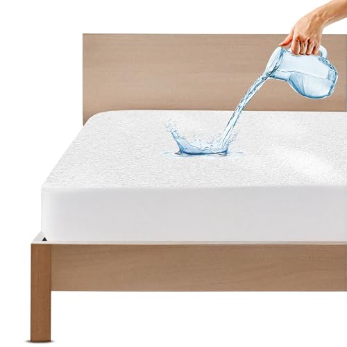 GADDA CO Cotton Feel Waterproof Mattress Protector for King Size Bed | Ultra Soft Terry Fabric | Breathable & Hypoallergenic | Fits 72x72 inch (6x6 ft) Mattress | White | Pack of 1 - Image 1