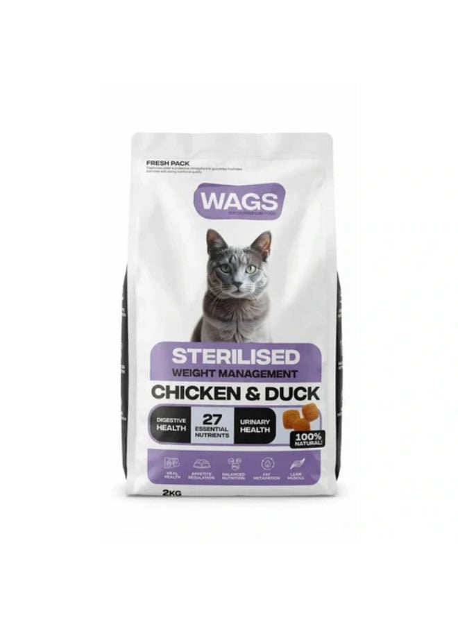 Dry Food with Chicken & Duck for sterilized Cats 2kg