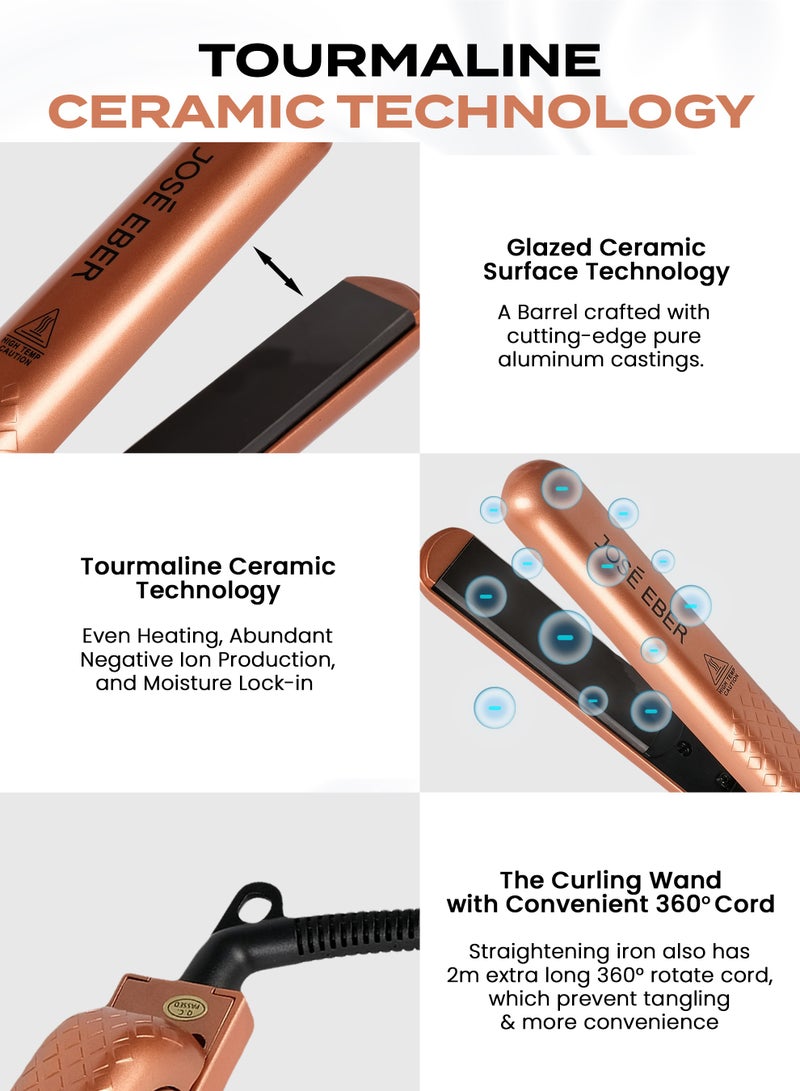 Pure Ceramic Flat Iron - Frizz-Free Styling Hair Straightener For Salon-Quality Results- Dual Voltage Travel Iron Gold