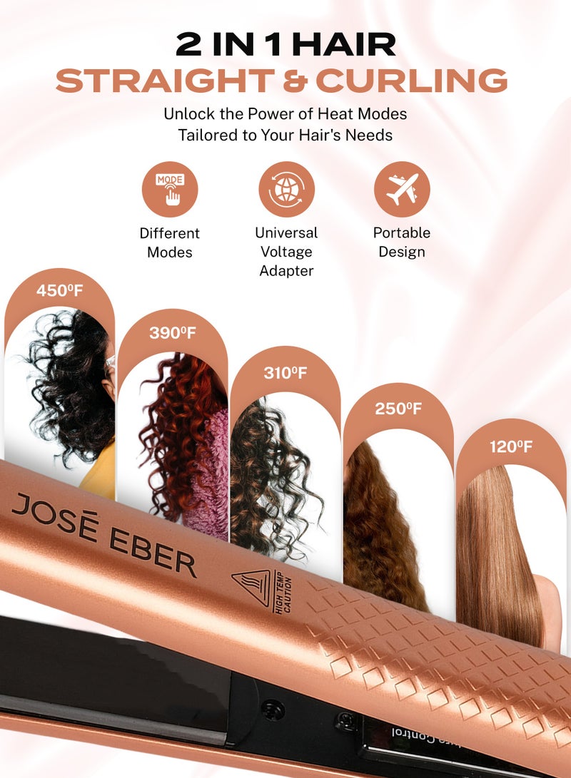 Pure Ceramic Flat Iron - Frizz-Free Styling Hair Straightener For Salon-Quality Results- Dual Voltage Travel Iron Gold
