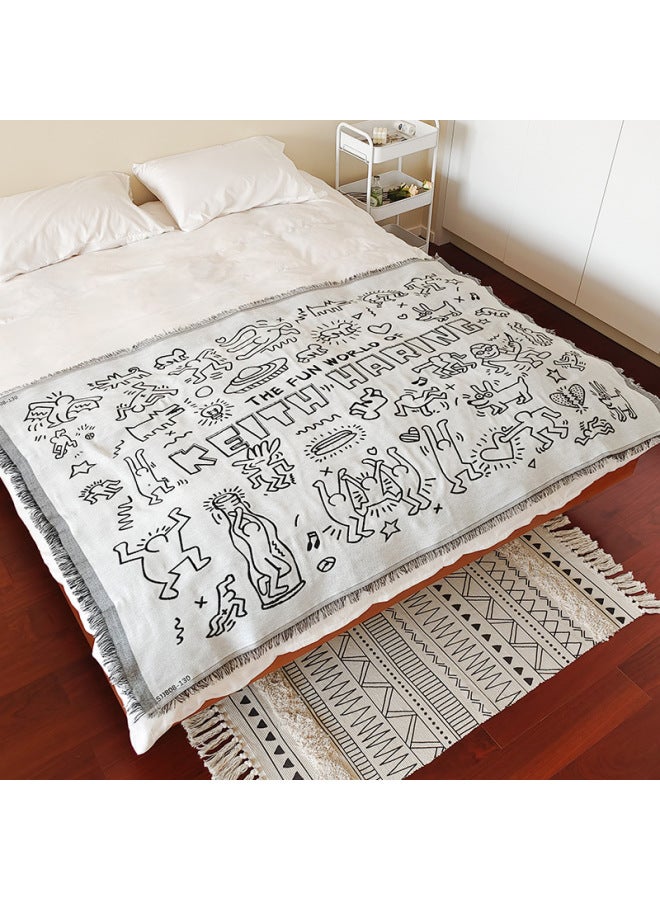 Style Cotton Yarn Jacquard Cover Blanket Bed End Decoration Towel Hotel Linen Hotel Homestay Bed Flag Bed End Towel