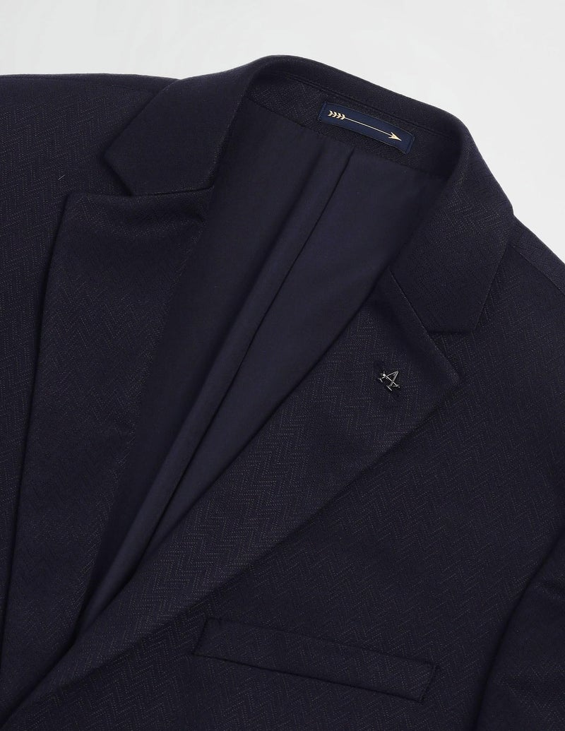 Arrow Men's Blue Chevron Notch Collar Long Sleeve Formal Polyester Slim Fit Blazer (ARAIBZ5069_Blue_38) - Image 2