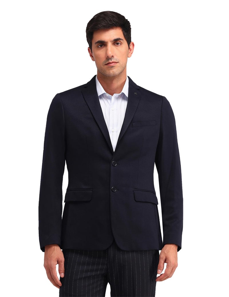 Arrow Men's Blue Chevron Notch Collar Long Sleeve Formal Polyester Slim Fit Blazer (ARAIBZ5069_Blue_38) - Image 1