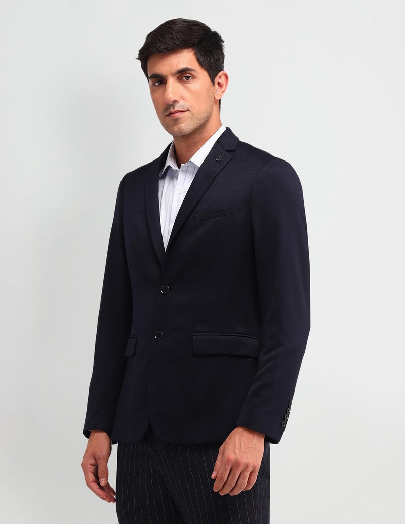 Arrow Men's Blue Chevron Notch Collar Long Sleeve Formal Polyester Slim Fit Blazer (ARAIBZ5069_Blue_38) - Image 4