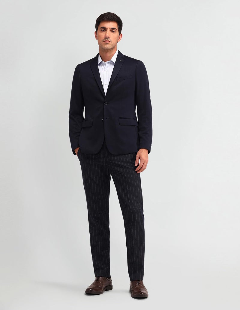 Arrow Men's Blue Chevron Notch Collar Long Sleeve Formal Polyester Slim Fit Blazer (ARAIBZ5069_Blue_38) - Image 3