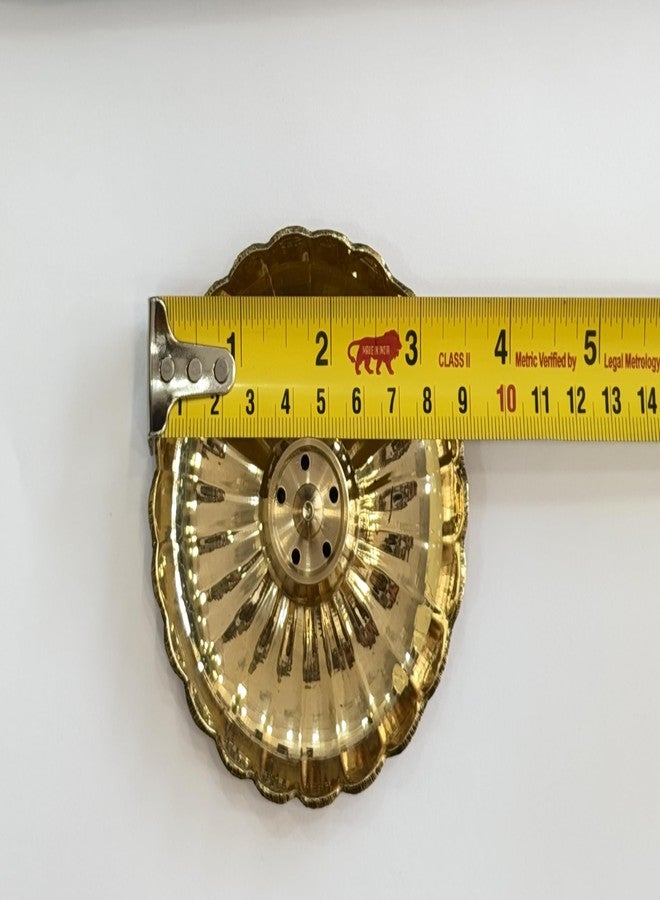 SACCH Pure Brass Flower Agardan Agarbatti Stand | 8.6cm Compact Base | 5-Hole Incense Holder for Pooja & Gifting | Small Brass Pooja Accessories (Heavy Flower ~85g, Pack of 1) - Image 2