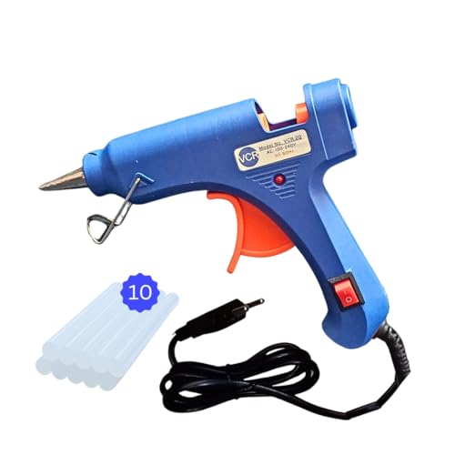 VCR 20W Hot Melt Glue Gun for Crafting & DIY Purpose - 20 Watts - ON/Off Switch for Precise Glue Output - Easy To Use Blue Glue Gun + 10 Transparent - 7mm Glue Sticks - VCR 20 Mini - Image 1