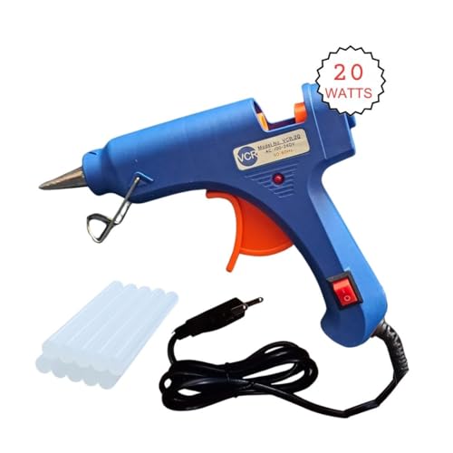 VCR 20W Hot Melt Glue Gun for Crafting & DIY Purpose - 20 Watts - ON/Off Switch for Precise Glue Output - Easy To Use Blue Glue Gun + 10 Transparent - 7mm Glue Sticks - VCR 20 Mini - Image 2