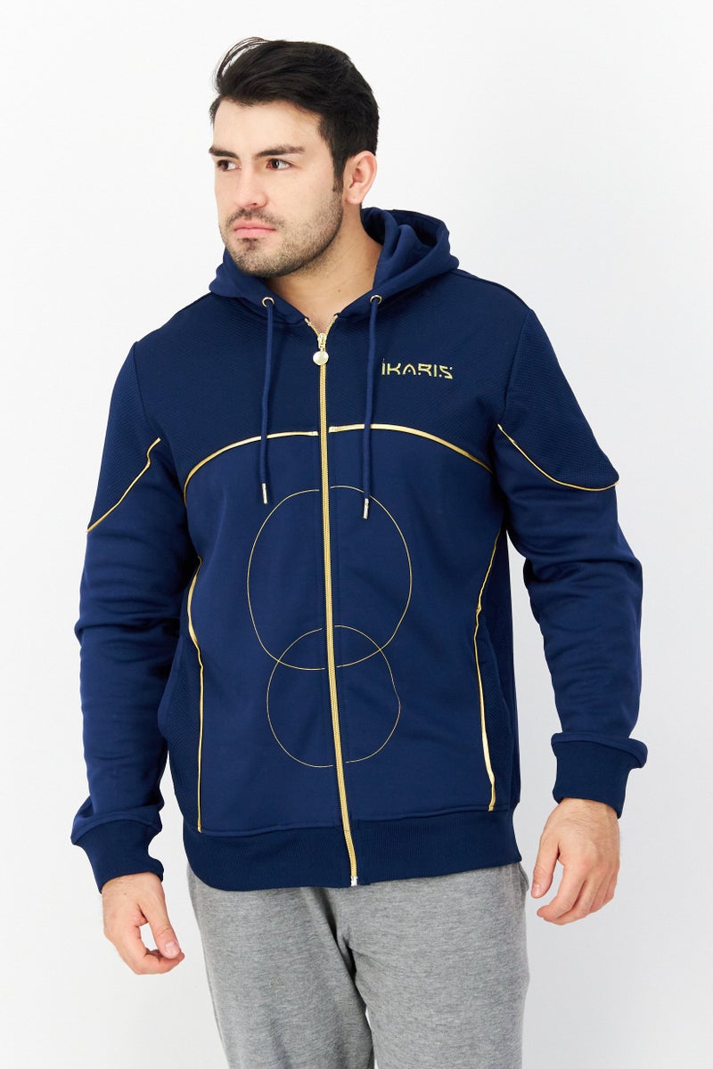 DIFUZED Marvel x Difuzed Men Hooded Long Sleeve Full Zip Embroidered Sweatshirt, Navy Blue - Image 1