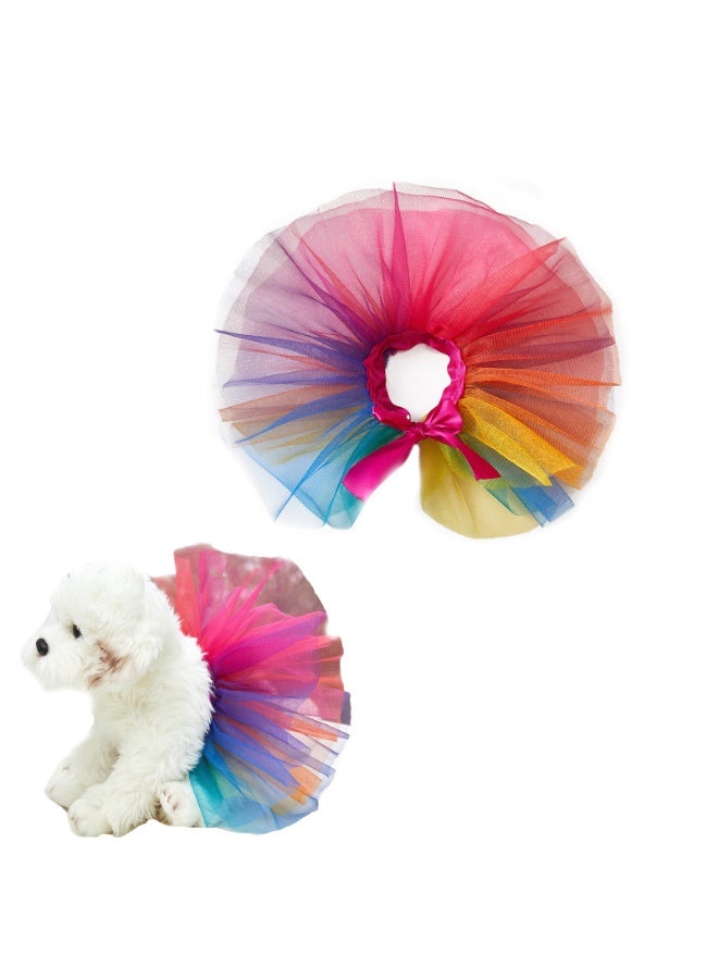 Pet Coloful Tutu Skirt Lace up Tulle Dress for Dog Puppy Cat Party Cosplay Costume (M) - Image 1