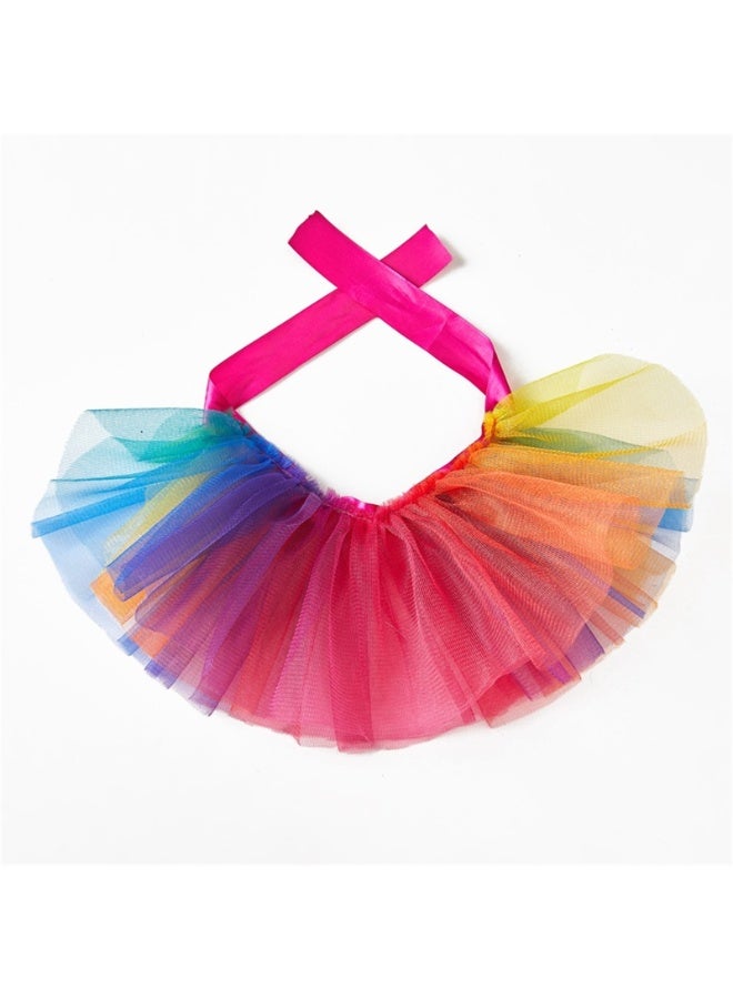 Pet Coloful Tutu Skirt Lace up Tulle Dress for Dog Puppy Cat Party Cosplay Costume (M) - Image 4