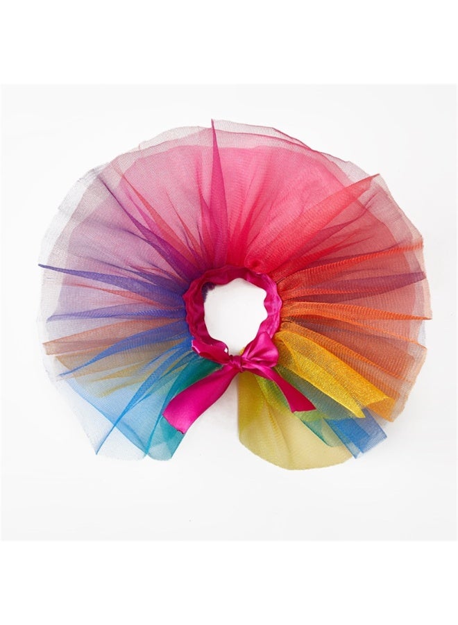 Pet Coloful Tutu Skirt Lace up Tulle Dress for Dog Puppy Cat Party Cosplay Costume (M) - Image 2
