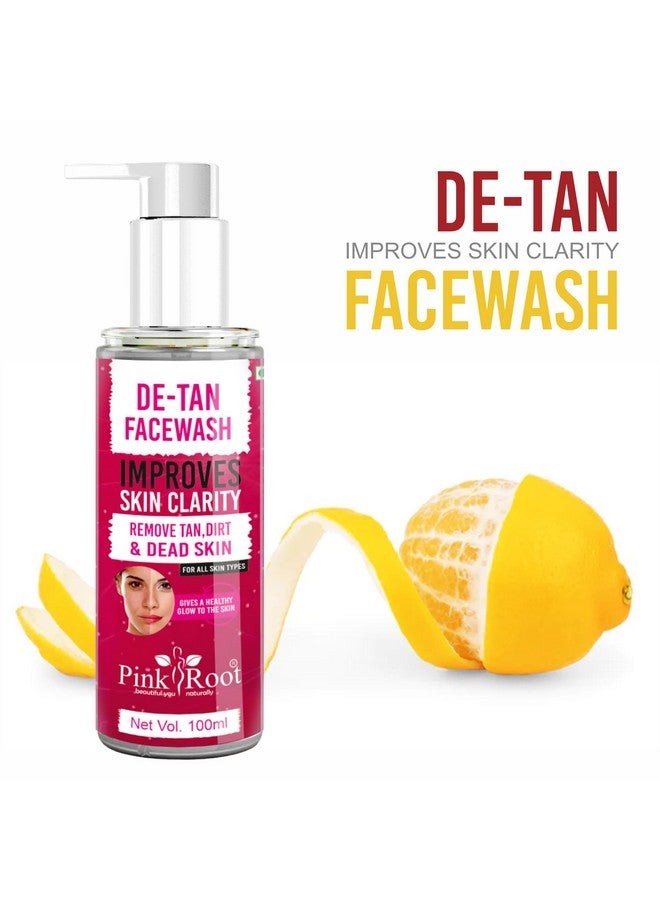 Pink Root De Tan Facewash Improves Skin Clarity - Deep Pore Cleansing Helps Remove Blackheads & Reduce Acne For Men, Women & Teens (De-Tan 100Ml) - Image 3