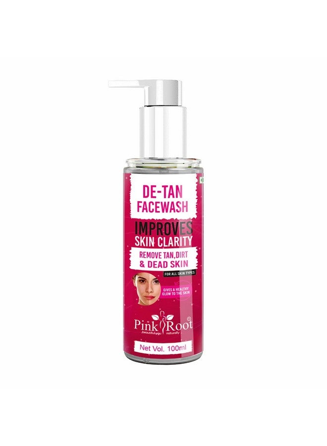 Pink Root De Tan Facewash Improves Skin Clarity - Deep Pore Cleansing Helps Remove Blackheads & Reduce Acne For Men, Women & Teens (De-Tan 100Ml) - Image 1