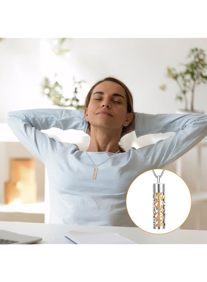 erorex Fragrance Chain Essential Oil Necklace Stainless Essential Oils Necklace For Women Pendant Fragrance Chain Aromatherapy Necklace With Interchangeable Perfume Pads Oil Producer Necklace  - Image 5