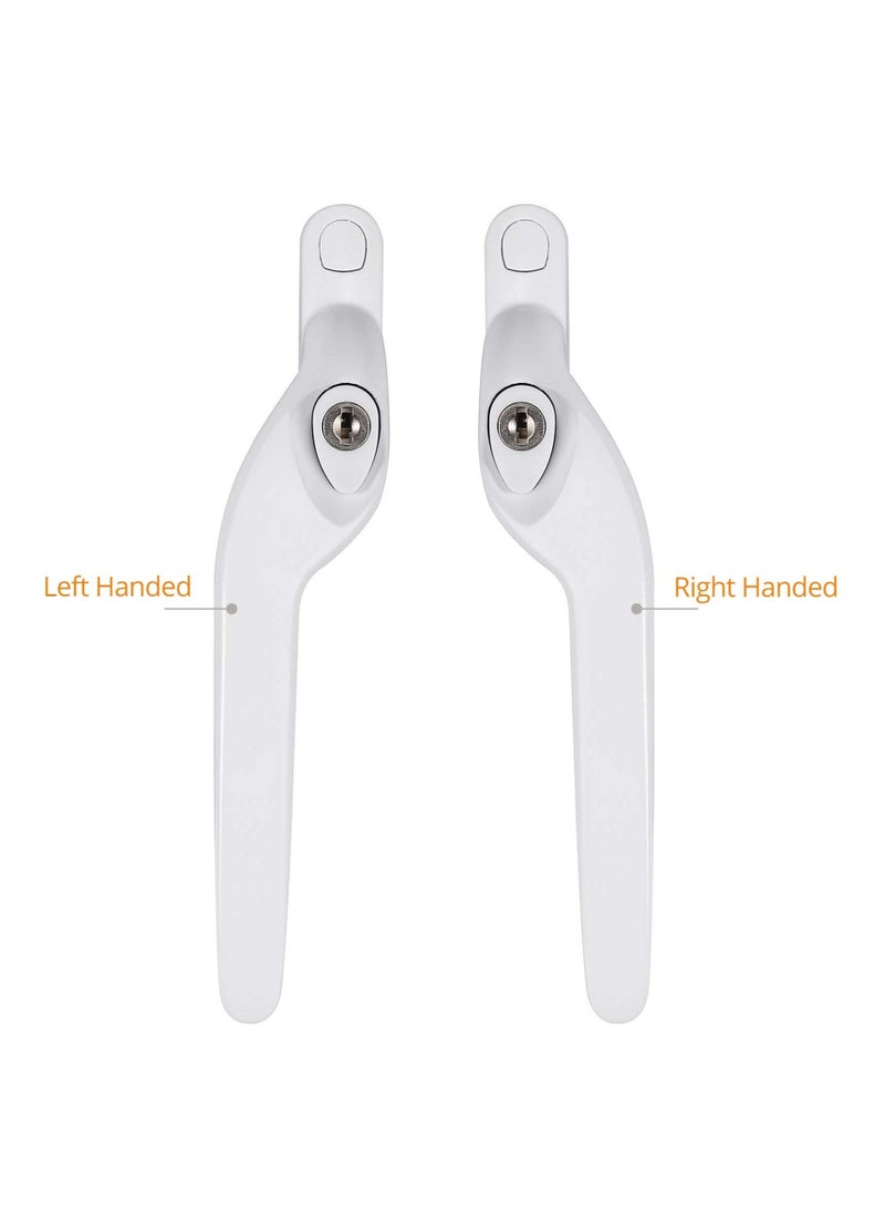 Generic - UPVC Window Locking Handles with Key 2 Pack Cranked Window Handles 40mm Spindles Universal White - Image 1