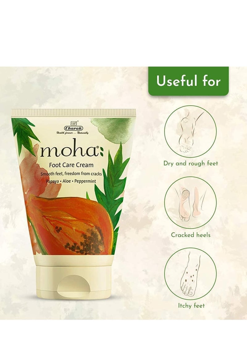 moha: Foot Cream For Rough, Dry and Cracked Heel, Feet Cream For Heel Repair With Benefits Of AleoVera, Papaya & Peppermint (50 ML X 2) - Image 3