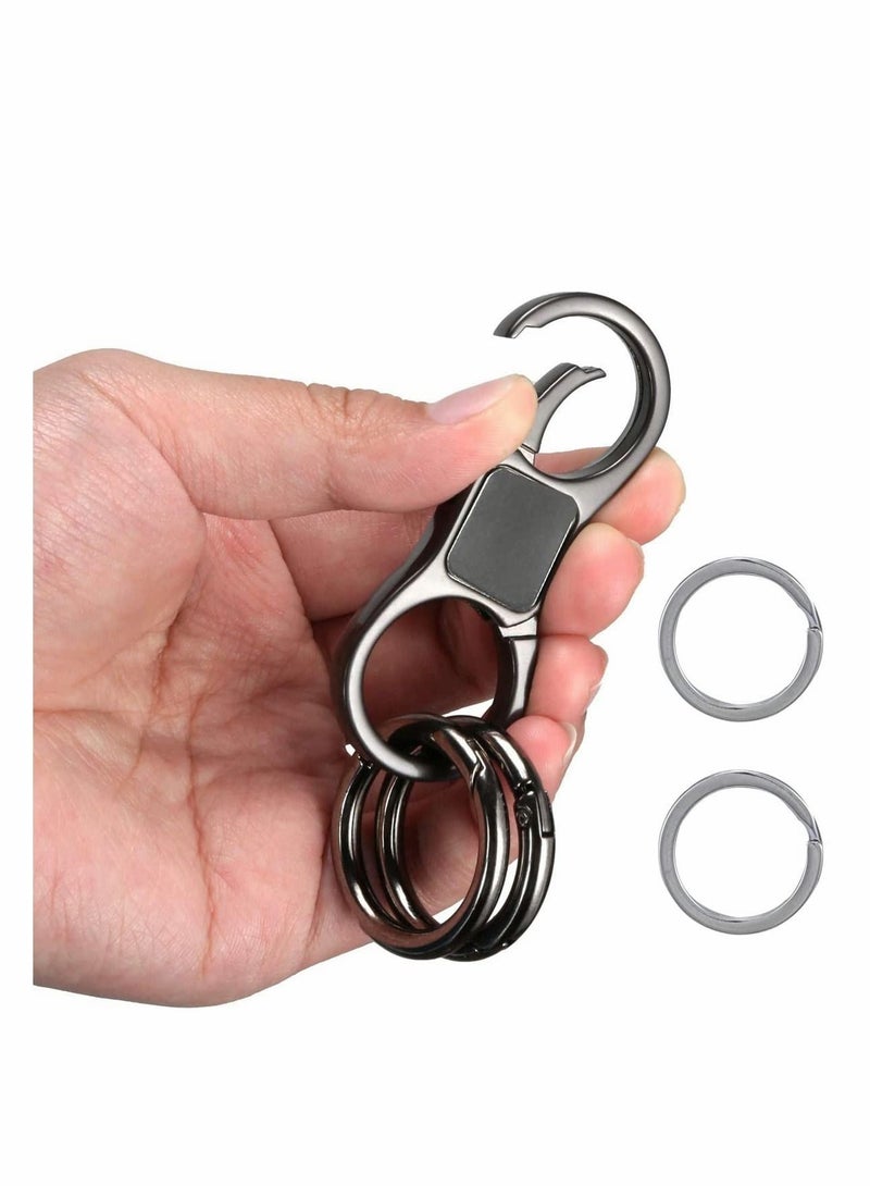 Excefore Key-Chain with Quick-Release Spring Clip Keyrings, Detachable Key Chain with Horseshoe Shape D - Heavy Duty Car Keychain for Men or Women (Black)  - Image 1