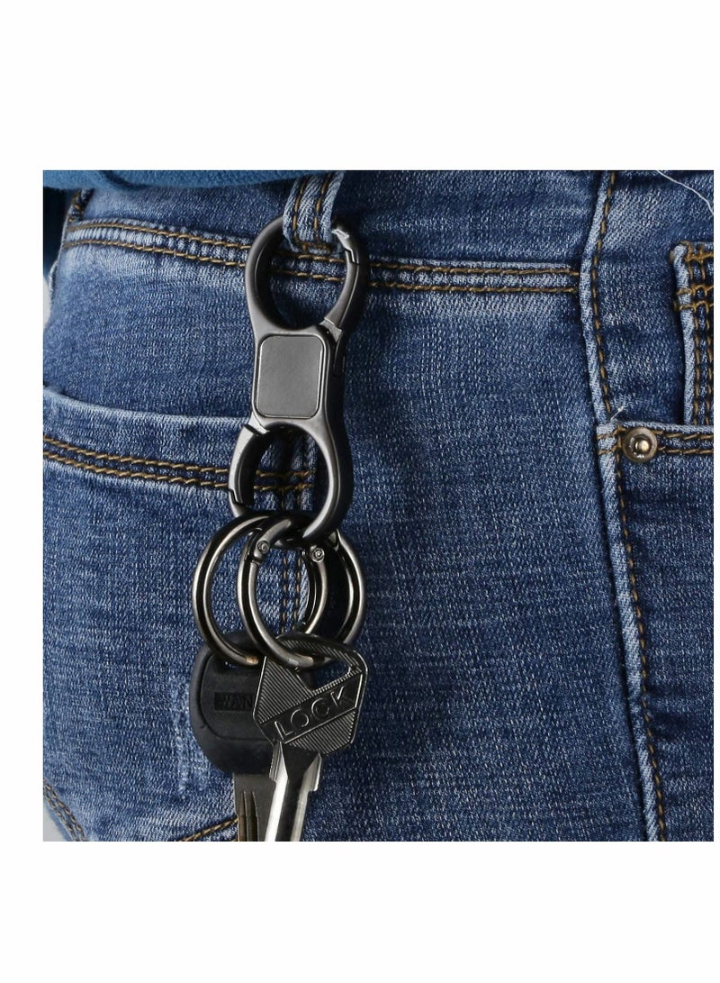 Excefore Key-Chain with Quick-Release Spring Clip Keyrings, Detachable Key Chain with Horseshoe Shape D - Heavy Duty Car Keychain for Men or Women (Black)  - Image 2