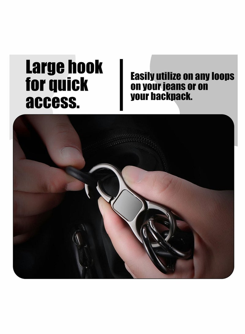 Excefore Key-Chain with Quick-Release Spring Clip Keyrings, Detachable Key Chain with Horseshoe Shape D - Heavy Duty Car Keychain for Men or Women (Black)  - Image 5